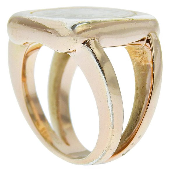 HERMES corozoserie Ring Plated Gold/White shell #4.75(US Size) Women - Picture 3 of 6